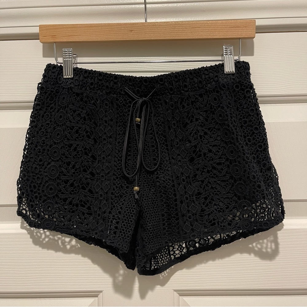 Black crochet shorts